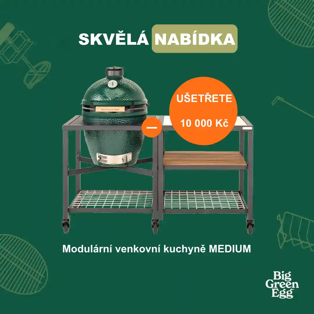 AKCE Gril Medium Big Green Egg s modulárním stolem